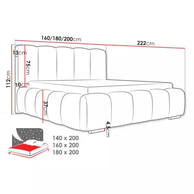 Čalúnená manželská posteľ 140x200 MIDKIFF - šedá