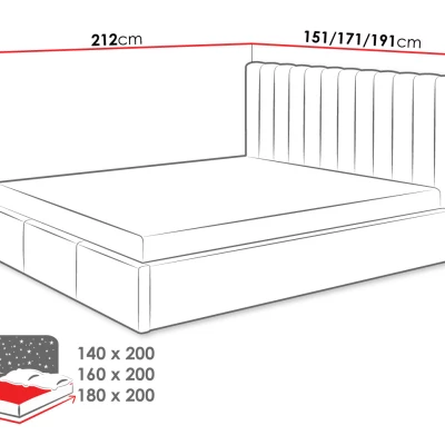 Čalúnená manželská posteľ 140x200 SELHOM - šedá