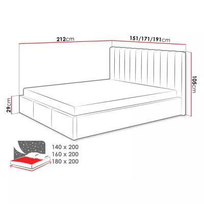 Čalúnená manželská posteľ 140x200 SELHOM - šedá