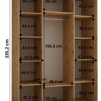 Šatníková skriňa FIDELIA 1 - 160/60 cm, biela / dub artisan / čierna