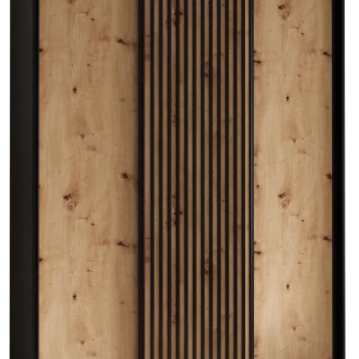 Šatníková skriňa FIDELIA 1 - 170/45 cm, čierna / dub artisan / čierna