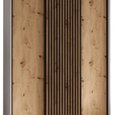 Šatníková skriňa BAYLIN 1 - 170/60 cm, biela / dub artisan / čierna