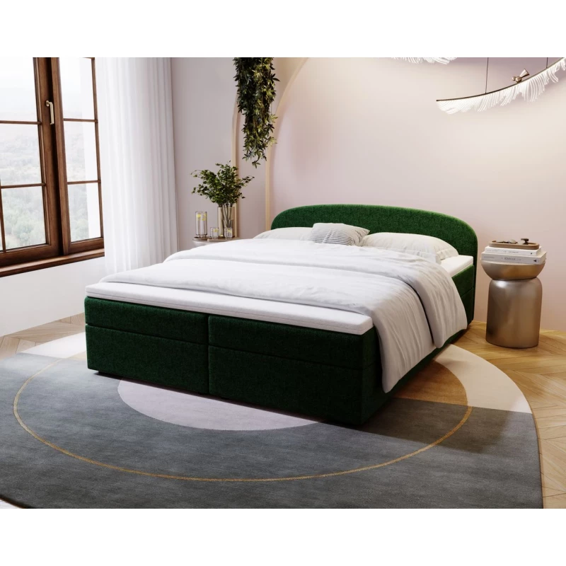 Čalúnená posteľ 160x200 KIRSTEN 1 s úložným priestorom - zelená
