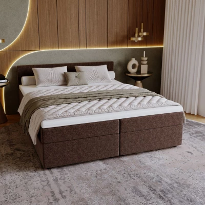 Čalúnená posteľ 180x200 SUVI 2 s úložným priestorom - svetlo hnedá