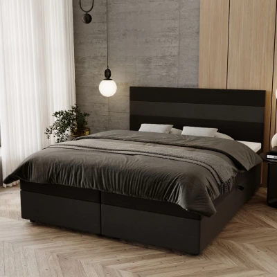 Manželská posteľ 160x200 ZOE 3 s úložným priestorom - čierna / tmavo šedá