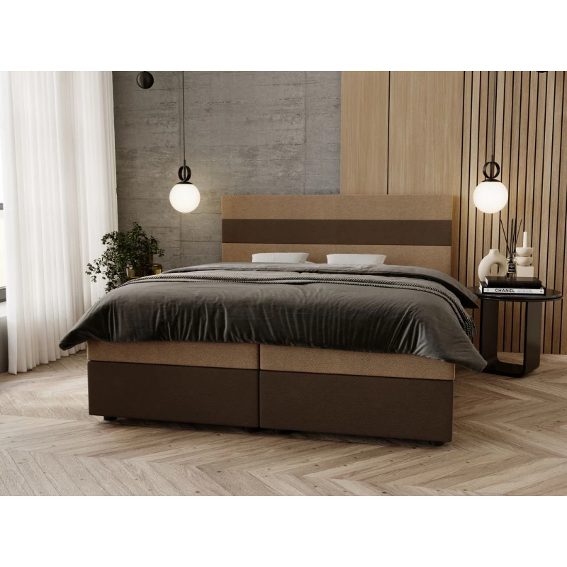Manželská posteľ 160x200 ZOE 2 s úložným priestorom - béžová / hnedá