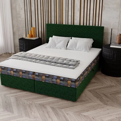 Čalúnená posteľ 180x200 OTILIE 3 s úložným priestorom - zelená + vzor