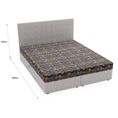 Čalúnená posteľ 140x200 OTILIE 3 s úložným priestorom - béžová + vzor