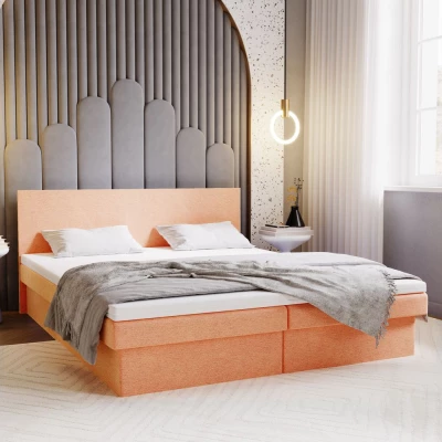 Čalúnená posteľ 180x200 AVRIL 2 s úložným priestorom - oranžová