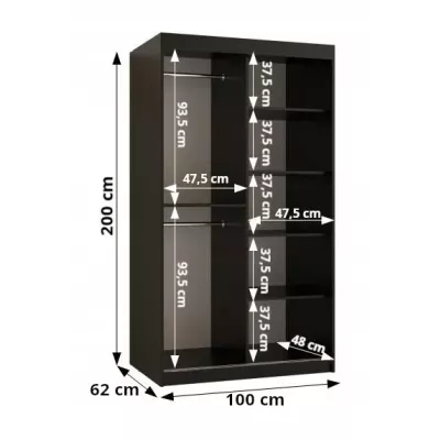 Šatníková skriňa MATILDA 2 - 100 cm, biela / strieborná