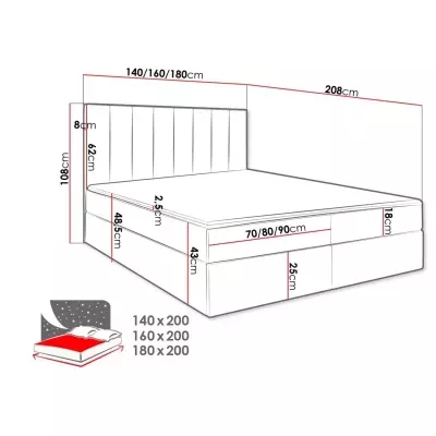 Hotelová manželská posteľ 140x200 MANNIE 2 - modrá + topper ZDARMA