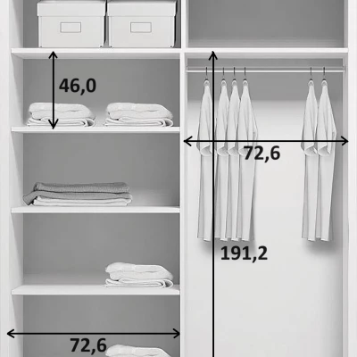 Šatníková skriňa 150/245 JESICCA so zrkadlom - biela