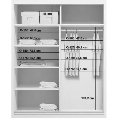 Šatníková skriňa 175/245 JESICCA so zrkadlom - biela