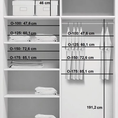 Dvojdverová šatníková skriňa 125/245 ELIANA - grafit / biela