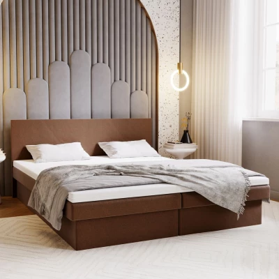 Čalúnená posteľ 160x200 AVRIL 1 s úložným priestorom - hnedá