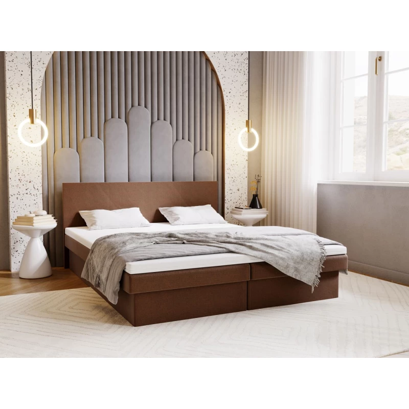 Čalúnená posteľ 160x200 AVRIL 1 s úložným priestorom - hnedá