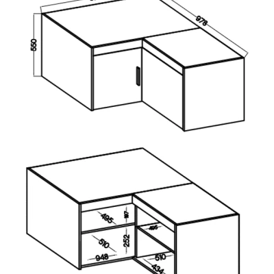 Rohová nadstavba na skriňu PILINA - dub lefkas