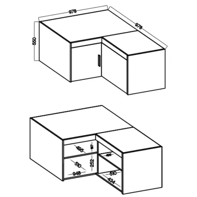 Rohová nadstavba na skriňu PILINA - dub lefkas