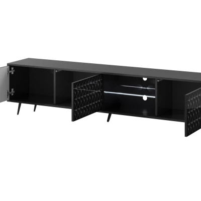 Široký televízny stolík KENDRA - čierny + LED osvetlenie ZDARMA