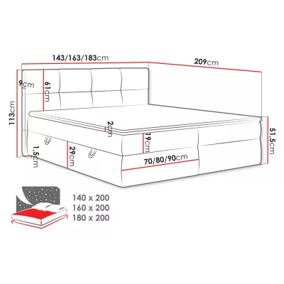 Americká manželská posteľ 140x200 ZENDER - svetlá šedá + topper ZDARMA