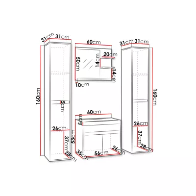 Kúpeľňová zostava so zrkadlom DENISON XL - matera / gaštan breslau