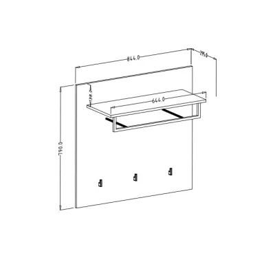 Nástenný panel s vešiakmi a poličkou LEONOR - satin nussbaum / touchwood