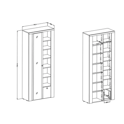 Policová šatníková skriňa 80 cm so zrkadlom LEONOR - sibiu larche / dub sonoma hľuzovka