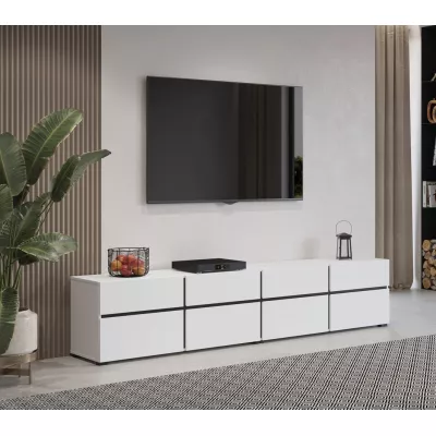 Široký TV stolík GLENROSE - biely / čierny