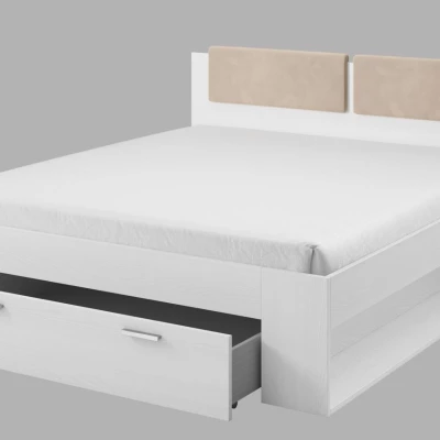 Manželská posteľ so šuplíkom 140x200 CROSBY - jaseň abisko biely