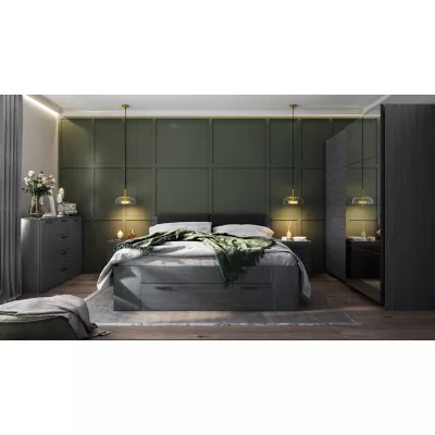 Manželská posteľ so šuplíkom 140x200 CROSBY - dub carbon