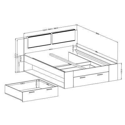Manželská posteľ so šuplíkom 160x200 CROSBY - jaseň abisko biely