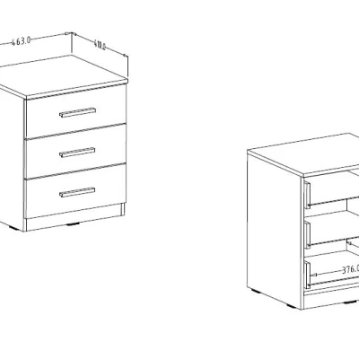 Nočný stolík so šuplíkmi CROSBY - jaseň abisko biely