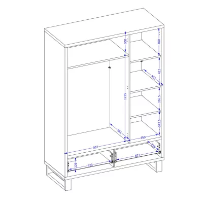Kombinovaná šatníková skriňa 145 cm BULLARD - dub wotan
