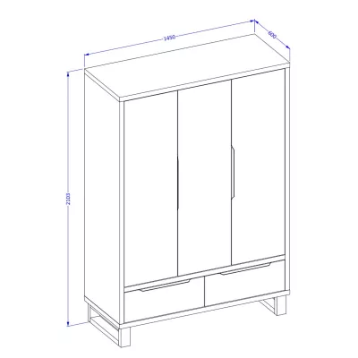 Kombinovaná šatníková skriňa 145 cm BULLARD - dub wotan