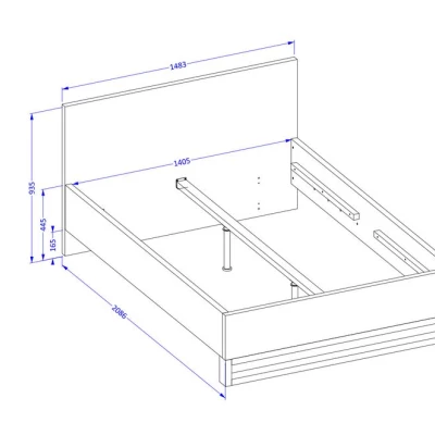 Dvojlôžková posteľ 140x200 BULLARD - dub wotan