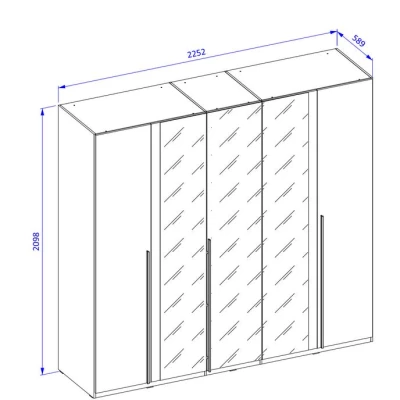 Šatníková skriňa so zrkadlom 226 cm CLYDE - biela / čierna