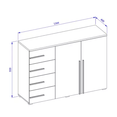 Kombinovaná komoda CLYDE - biela / čierna
