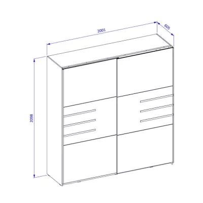 Kombinovaná šatníková skriňa 201 cm CLYDE - dub olejovaný