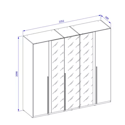 Šatníková skriňa so zrkadlom 226 cm CLYDE - dub olejovaný