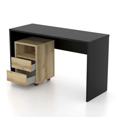 Písací stôl s úložným priestorom AFIBA - čierny onyx
