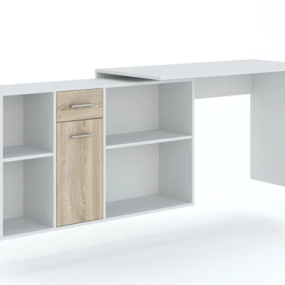 Rohový písací stôl ZAVALLA - dub sonoma / biely