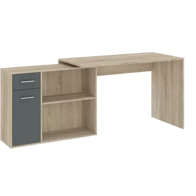 Rohový písací stôl WESLACO - dub sonoma / šedý grafit