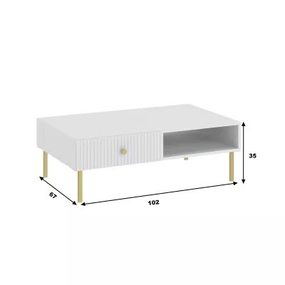 Konferenčný stolík HASKEL - biely + zlatý