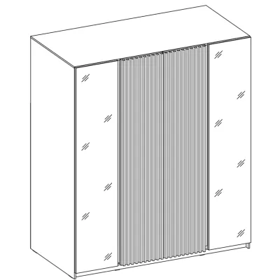 Veľká skriňa 200 VERU so zrkadlami - dub evoke / čierna / dub evoke
