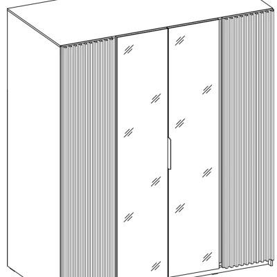 Vysoká šatníková skriňa 200 VERU so zrkadlami - čierna / dub evoke / čierna
