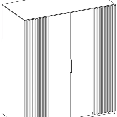Vysoká štvordverová skriňa 200 VERU - dub evoke / čierna / dub evoke