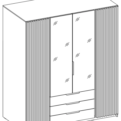 Priestranná skriňa 200 VERU so zrkadlami - čierna / čierna / dub evoke