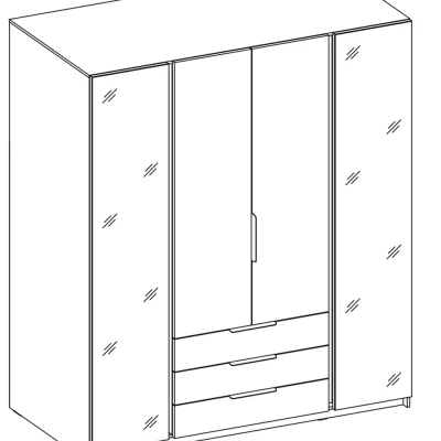 Zrkadlová šatníková skriňa 200 VERU - čierna / dub evoke