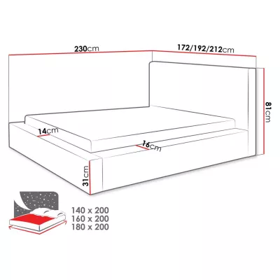 Manželská posteľ s úložným priestorom 180x200 PRYMUS - čierna