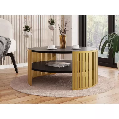 Konferenčný stolík REXIO - zlatý / molet čierny